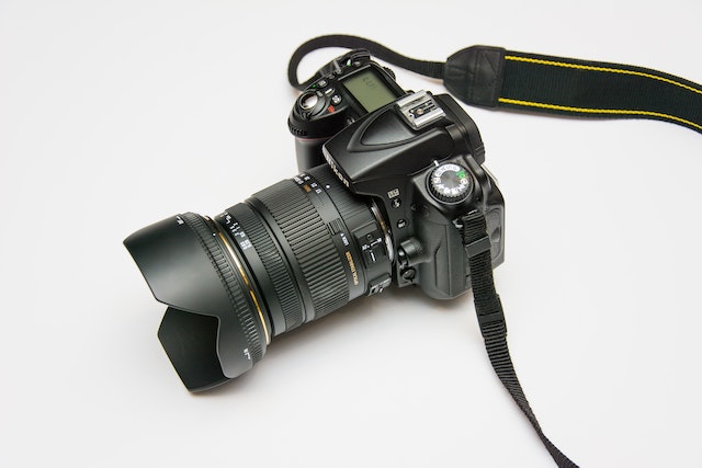 black professional digital camera